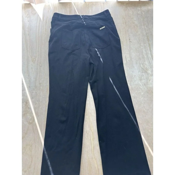 ST. JOHN Women’s Sz 10 Black Pants Straight  Dress Slacks Gold Hardware Stretch - Picture 3 of 4